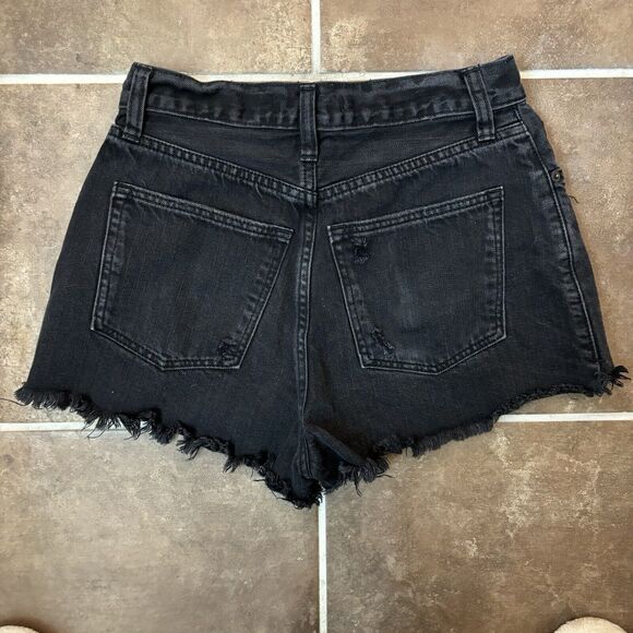 Abercrombie Fitch Pockets Button Fly Distressed Cheeky Denim Shorts Sz 27/2 - Picture 5 of 6
